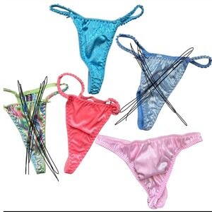 Vintage Fredericks of Hollywood Thong Panties Bundle 3 pack Turquoise Pink NWT